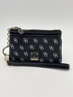 Dooney & Bourke Black Logo Wristlet with Detachable Strap